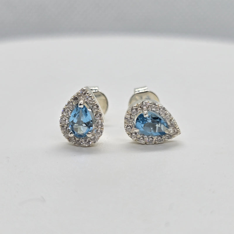 Blue Topaz Stud Earrings in 925 sterling silver by Enrayge