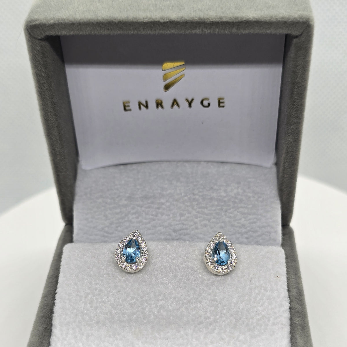 Blue Topaz Stud Earrings – 925 sterling silver, detail view 4